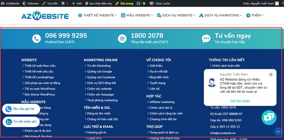 Hướng Dẫn Chỉnh Sửa Nội Dung Chân Trang Trên Website